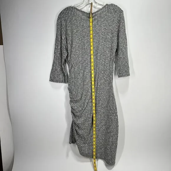 Freshmint USA Womens Wrap Dress Size XL Knee Gray V-Neck Knit 3/4 Sleeve Zipper - Picture 5 of 10